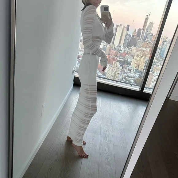 NWT Alaia White Jersey and Lace Paneled Maxi Dress FR38 - Picture 3 of 12